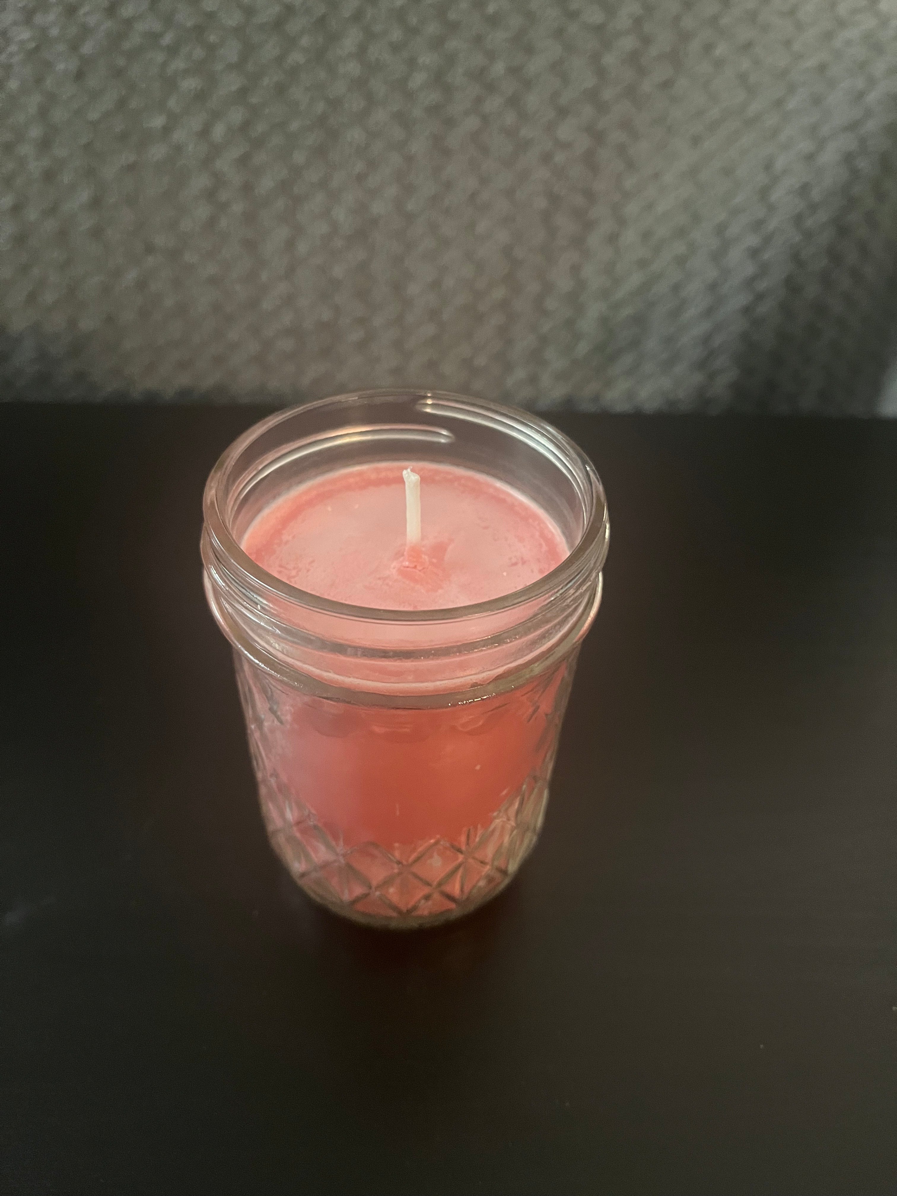 Light Red Mason Jar Candle