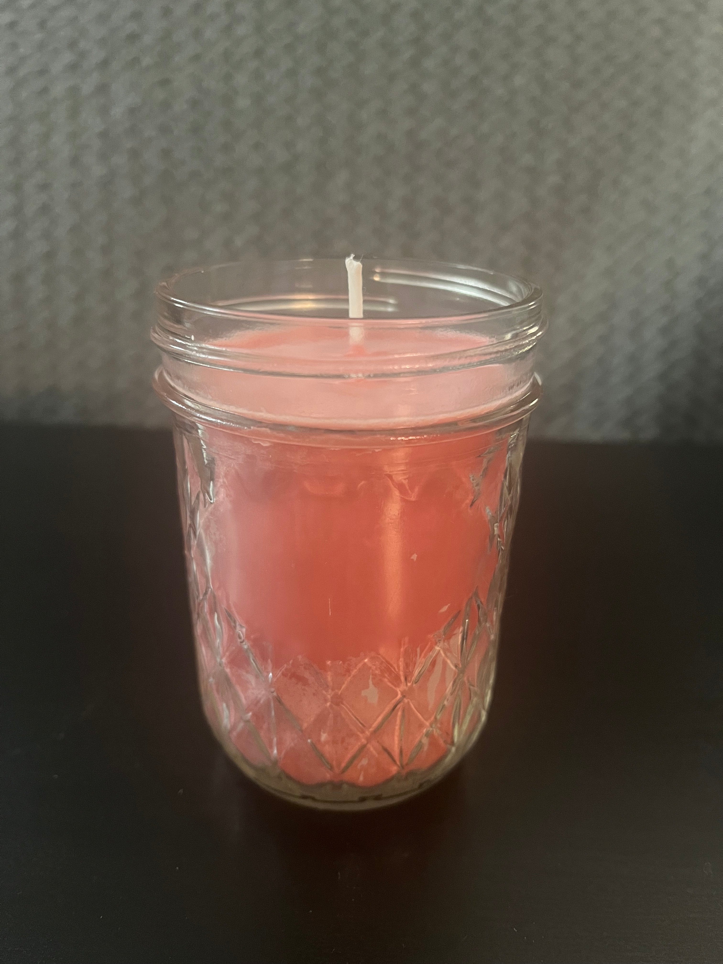 Light Red Mason Jar Candle